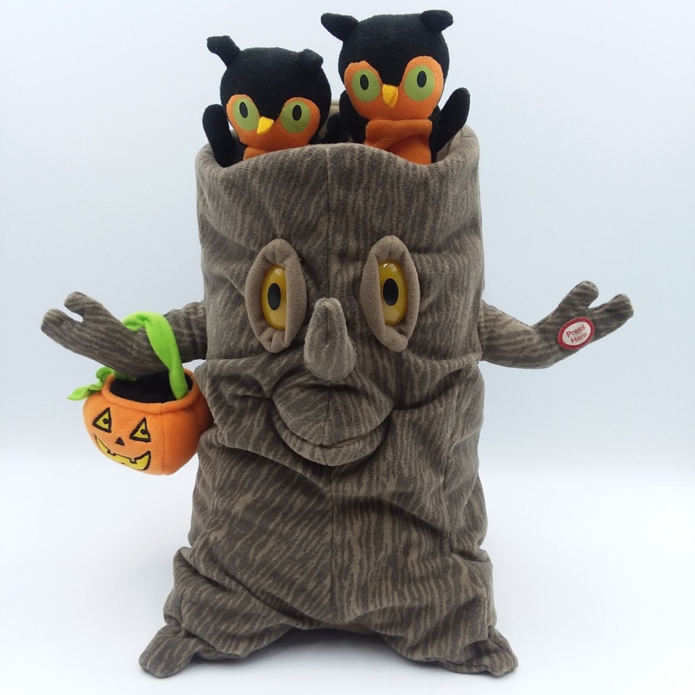 Hallmark Spooky Tree‎ Owls Plush Animated Singing Halloween Addams Family *VIDEO